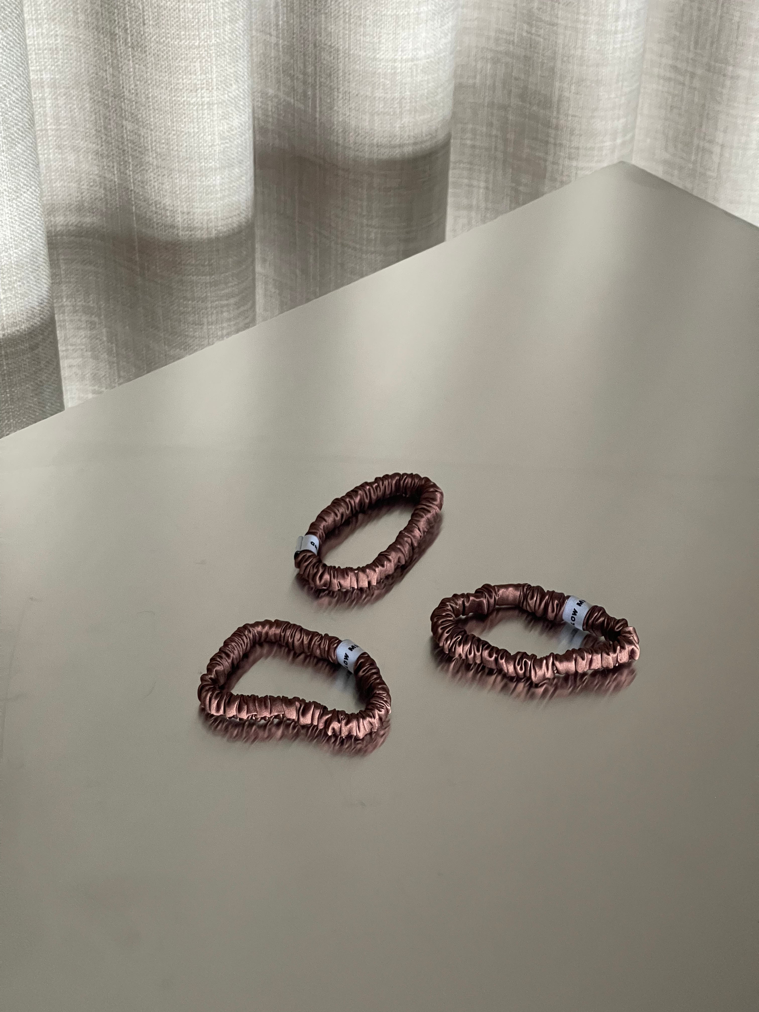 3-Pack Silk Scrunchie No. 1 - Brown