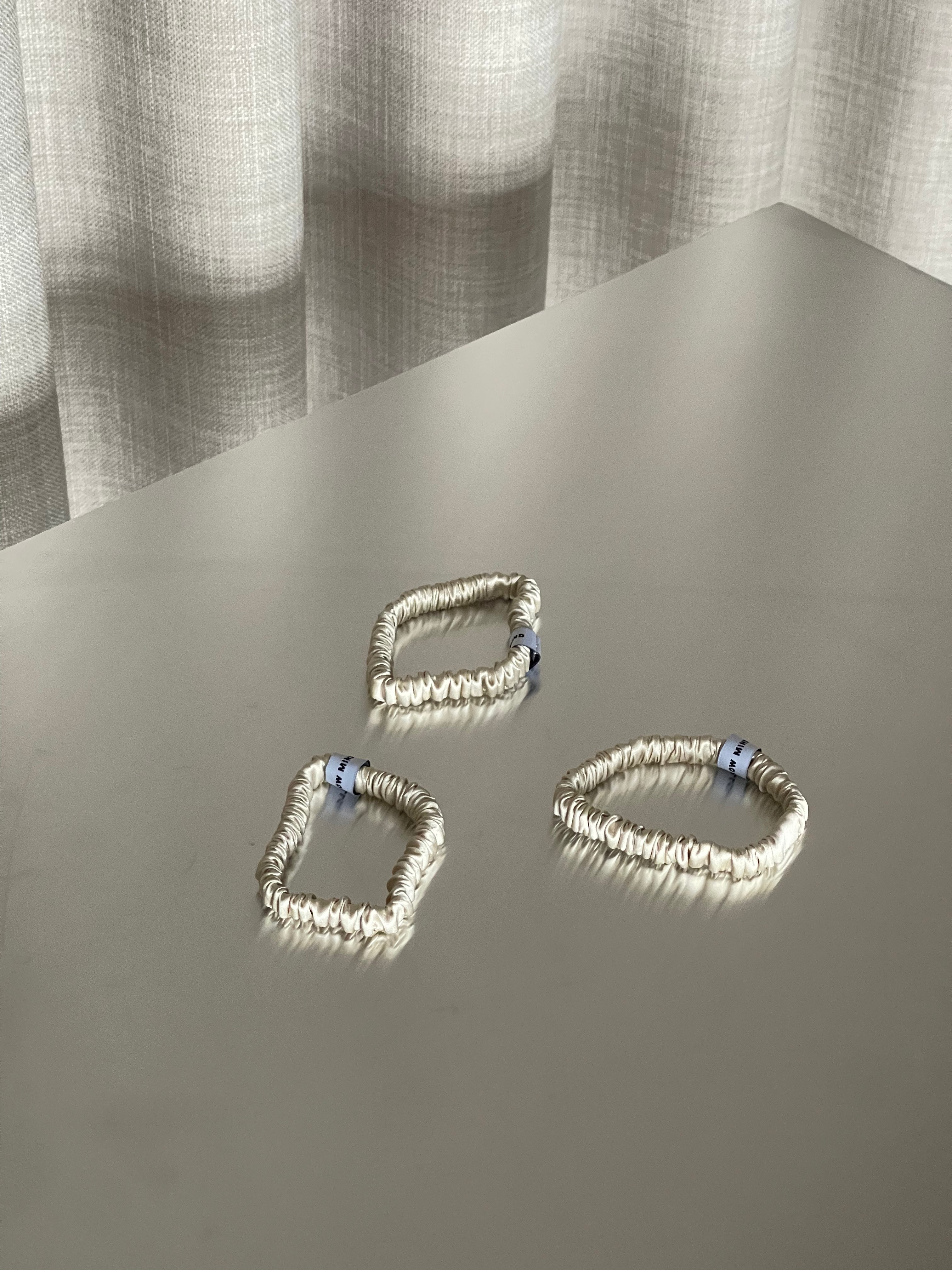 3-Pack Silk Scrunchie No. 1 - Beige